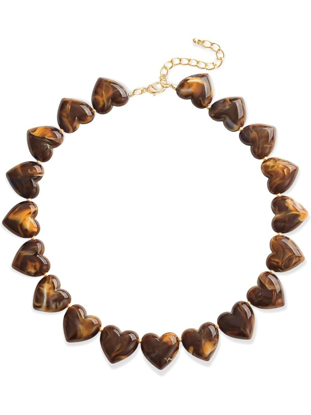 Women's Tortoise Shell Resin Heart Choker Vintage Chunky Statement Jewelry